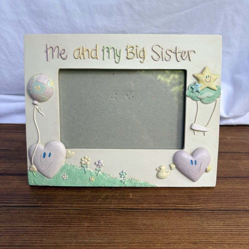 Me and My Big Sister Picture Frame Pastel Nursery Decor Baby Girl Photo Frame